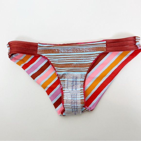 Maaji Multicolored Bikini Bottom Striped Rainbow Reversible - Picture 4 of 6